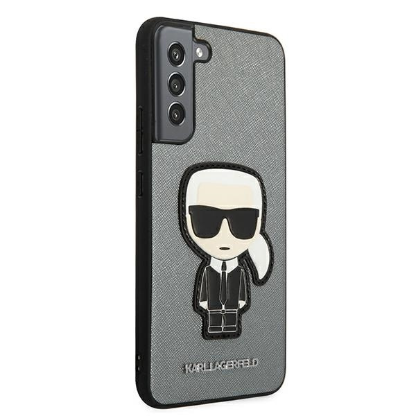 Etui KARL LAGERFELD Samsung Galaxy S22 Plus Saffiano Ikonik Karl`s Patch Srebrny Hardcase